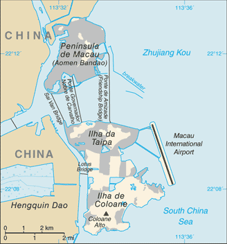 Mapa territorial global de Macao Mapa del territorio actual de Macao