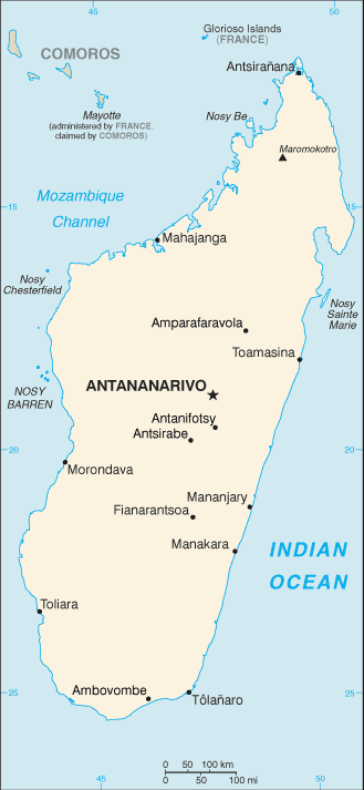 Mapa territorial global de Madagascar Mapa del territorio actual de Madagascar