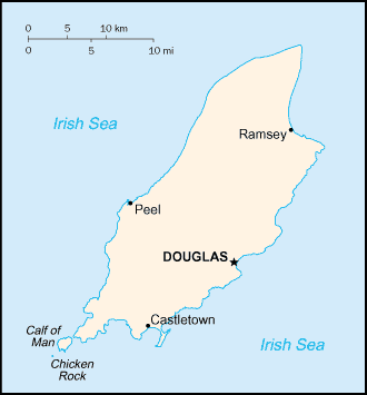 Mapa territorial global de Isla de Man Mapa del territorio actual de Isla de Man