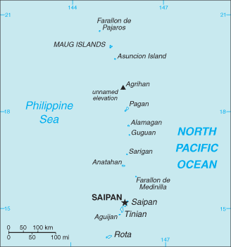 Mapa territorial global de Islas Marianas del Norte Mapa del territorio actual de Islas Marianas del Norte