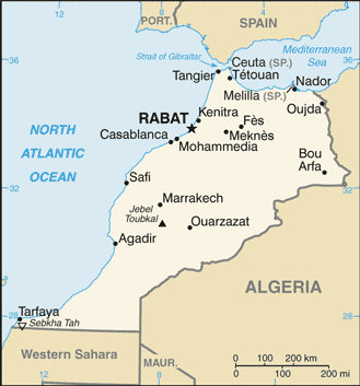 Mapa territorial global de Marruecos Mapa del territorio actual de Marruecos