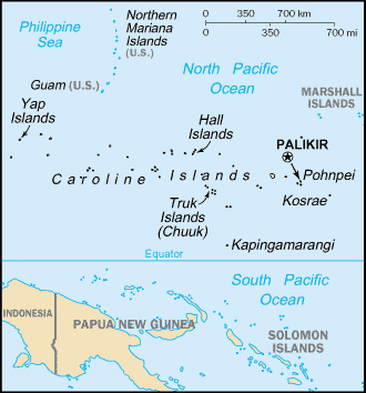 Mapa territorial global de Estados Federados de Micronesia Mapa del territorio actual de Estados Federados de Micronesia