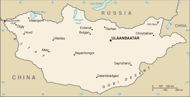Mapa territorial global de Mongolia Mapa del territorio actual de Mongolia
