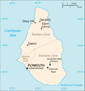 Mapa territorial global de Montserrat Mapa del territorio actual de Montserrat