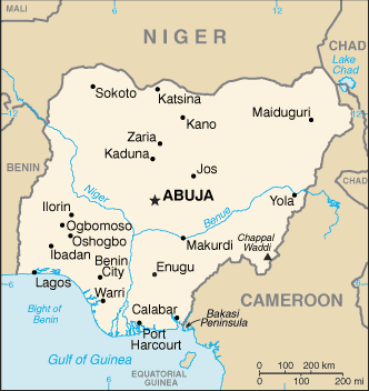 Mapa territorial global de Nigeria Mapa del territorio actual de Nigeria