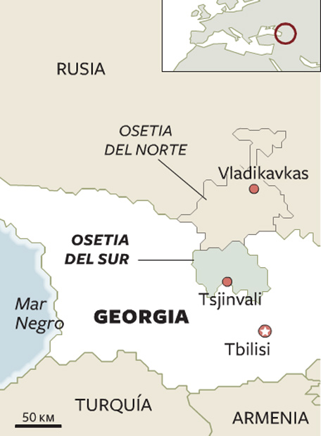 Mapa territorial global de Osetia del Sur Mapa del territorio actual de Osetia del Sur
