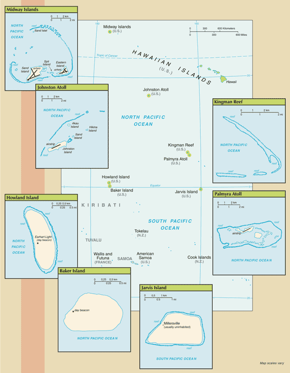 Mapa territorial global de Islas Ultramarinas de Estados Unidos Mapa del territorio actual de Islas Ultramarinas de Estados Unidos
