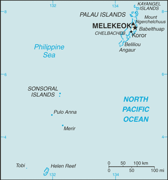 Mapa territorial global de Palau Mapa del territorio actual de Palau