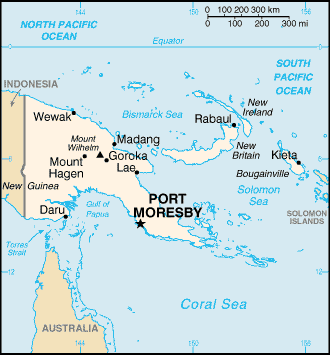 Mapa territorial global de Papua Nueva Guinea Mapa del territorio actual de Papua Nueva Guinea
