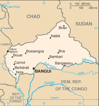 Mapa territorial global de República Centro Africana Mapa del territorio actual de República Centro Africana