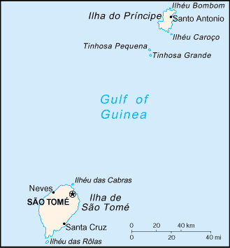 Mapa territorial global de Santo Tomé y Principe Mapa del territorio actual de Santo Tomé y Principe