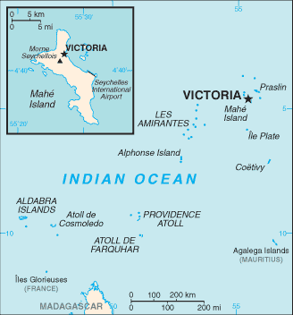Mapa territorial global de Seychelles Mapa del territorio actual de Seychelles