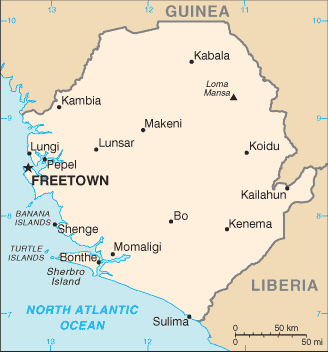 Mapa territorial global de Sierra Leona Mapa del territorio actual de Sierra Leona