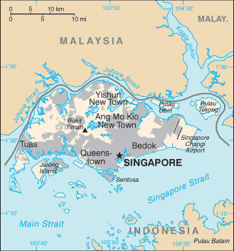 Mapa territorial global de Singapur Mapa del territorio actual de Singapur