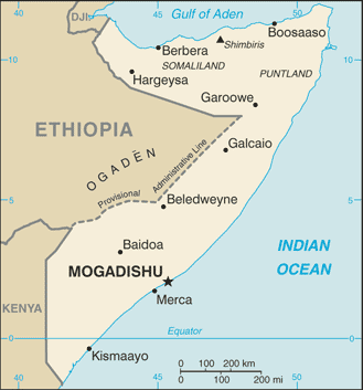Mapa territorial global de Somalia Mapa del territorio actual de Somalia