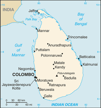 Mapa territorial global de Sri Lanka Mapa del territorio actual de Sri Lanka