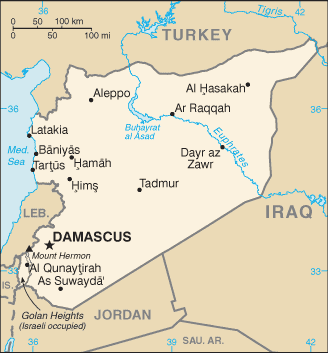 Mapa territorial global de Siria Mapa del territorio actual de Siria