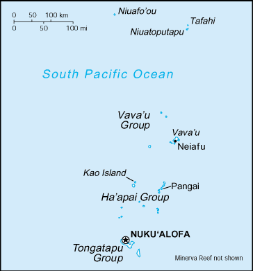 Mapa territorial global de Tonga Mapa del territorio actual de Tonga