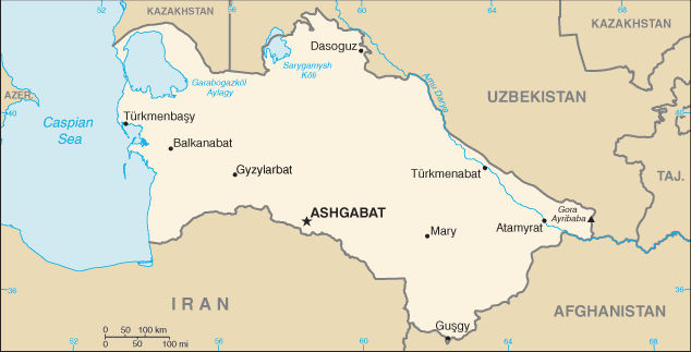 Mapa territorial global de Turkmenistan Mapa del territorio actual de Turkmenistan