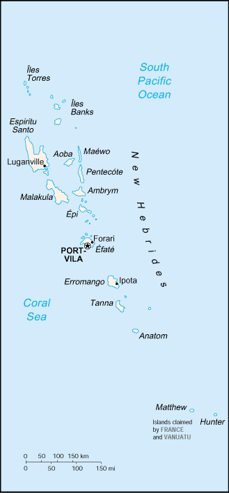 Mapa territorial global de Vanuatu Mapa del territorio actual de Vanuatu