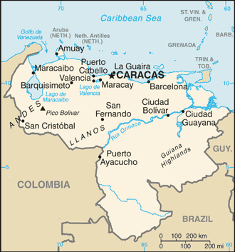 Mapa territorial global de Venezuela Mapa del territorio actual de Venezuela