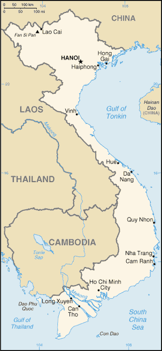 Mapa territorial global de Vietnam Mapa del territorio actual de Vietnam