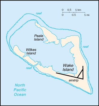 Mapa territorial global de Wake island Mapa del territorio actual de Wake island