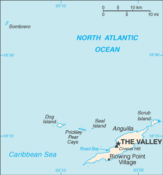 Mapa del territorio actual de Anguilla