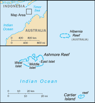 Mapa del territorio actual de Ashmore and Cartiers island