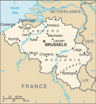 Mapa del territorio actual de Bélgica