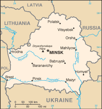 Mapa del territorio actual de Bielorrusia