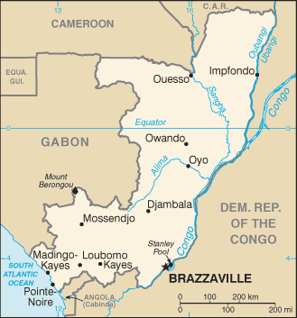 Mapa del territorio actual de República del Congo