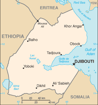 Mapa del territorio actual de Djibouti