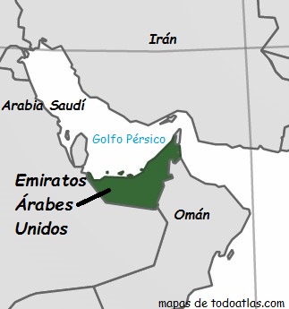 Mapa del territorio actual de Emiratos Arabes Unidos