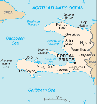 Mapa del territorio actual de Haiti