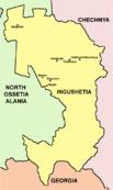 Mapa del territorio actual de Ingusetia