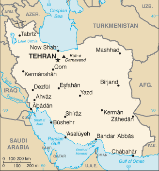 Mapa del territorio actual de Iran