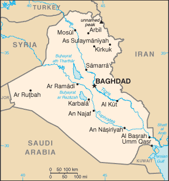 Mapa del territorio actual de Irak