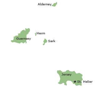 Mapa del territorio actual de Isla de Sark