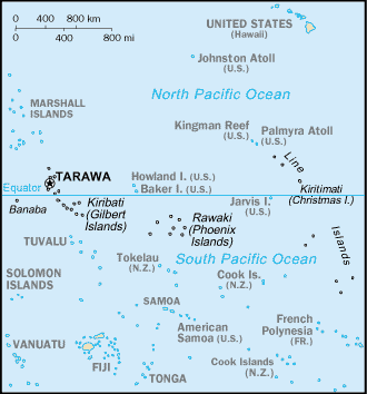 Mapa del territorio actual de Kiribati