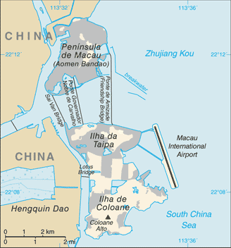 Mapa del territorio actual de Macao