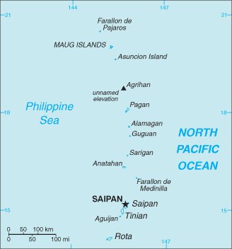 Mapa del territorio actual de Islas Marianas del Norte