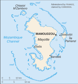 Mapa del territorio actual de Mayotte