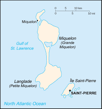 Mapa del territorio actual de San Pedro y Miquelon
