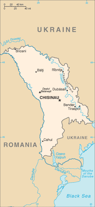 Mapa del territorio actual de Moldavia