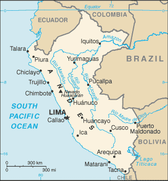 Mapa del territorio actual de Perú
