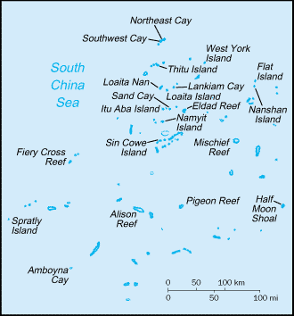 Mapa del territorio actual de Islas Spratly