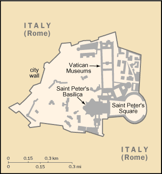Mapa del territorio actual de Vaticano